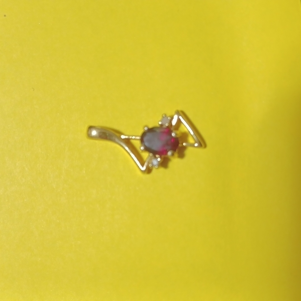 Pendant With Ruby Red Set In Gold Mounting Will G… - image 1